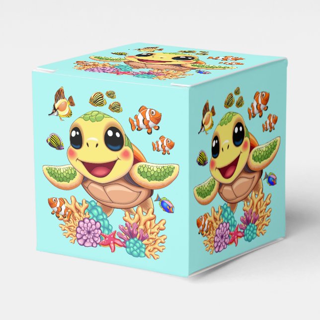 Sea Turtle Baby Happy and Cute Character Favour Box (Front Side)