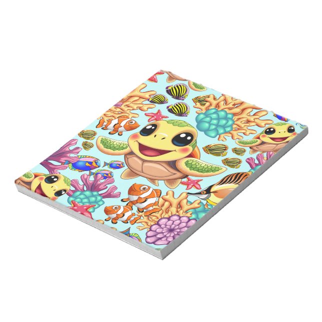 Sea Turtle Baby Happy and Cute Character Notepad (Rotated)