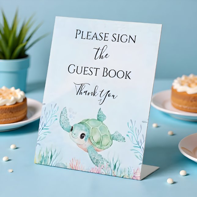 Sea Turtle Baby Shower (Blue) Table Sign (Creator Uploaded)