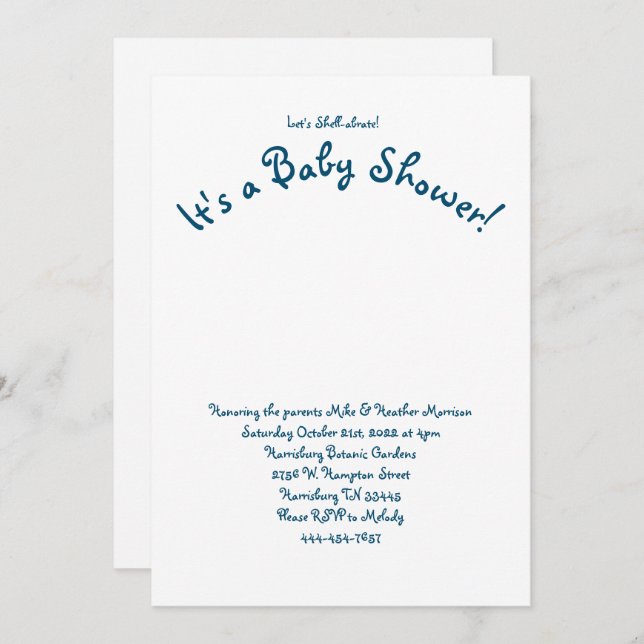 Sea Turtle Baby Shower Co-Ed Gender Neutral Invitation (Front/Back)