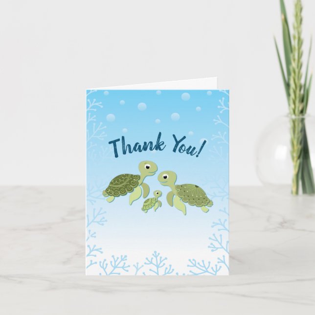 Sea Turtle Baby Shower Co-Ed Gender Neutral Thank You Card (Front)