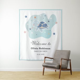 Sea Turtle Baby Shower   Cute Ocean Back drop Tapestry