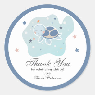 Sea Turtle Baby Shower Cute Ocean Classic Round Sticker