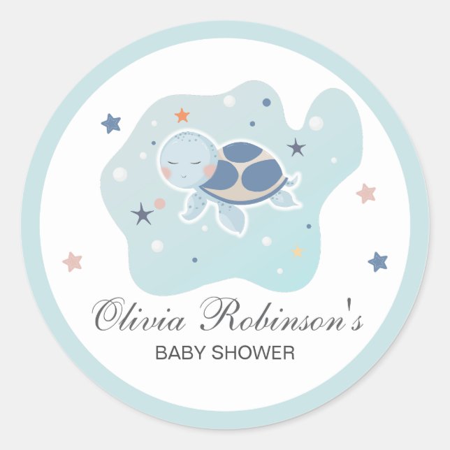 Sea Turtle Baby Shower | Cute Ocean Classic Round Sticker (Front)