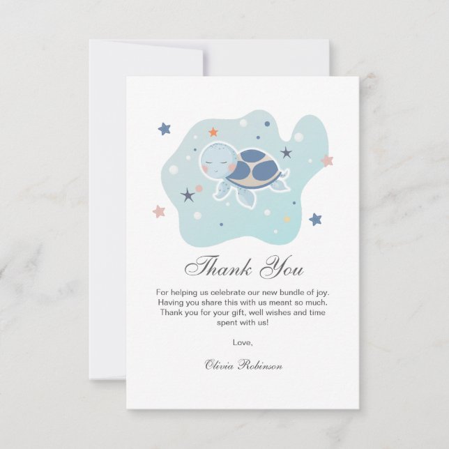 Sea Turtle Baby Shower | Cute Ocean Thank You Card (Front)