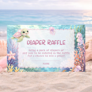 Sea Turtle Baby Shower Diaper Raffle Enclosure Card