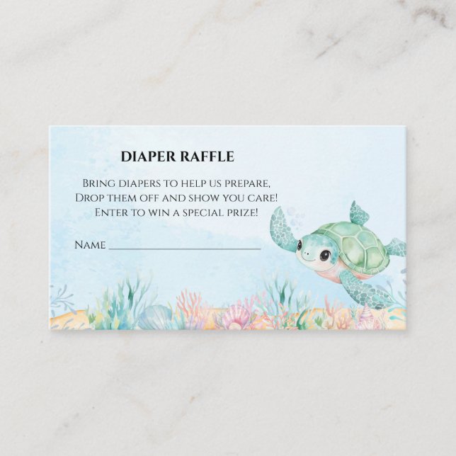 Sea Turtle Baby Shower Diaper Raffle Insert (Front)