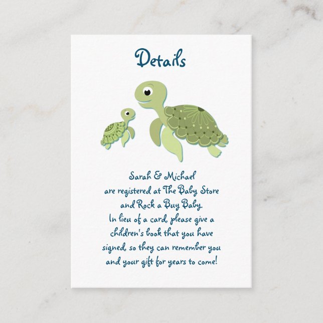 Sea Turtle Baby Shower Enclosure Card (Front)