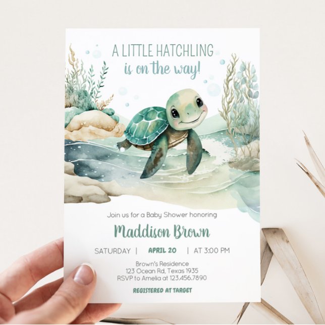 Sea Turtle Baby Shower  Invitation (A Little Hatching Is On the Way Baby Shower Invitation)
