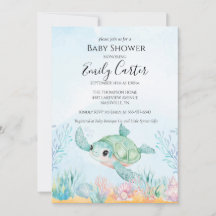 Sea Turtle Baby Shower Invitation - Blue Ocean