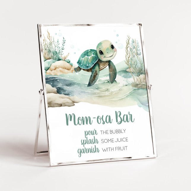Sea Turtle Baby Shower Mum Osa Bar Poster (A Little Hatching Is On the Way Baby Shower Mom Osa Bar Sign)