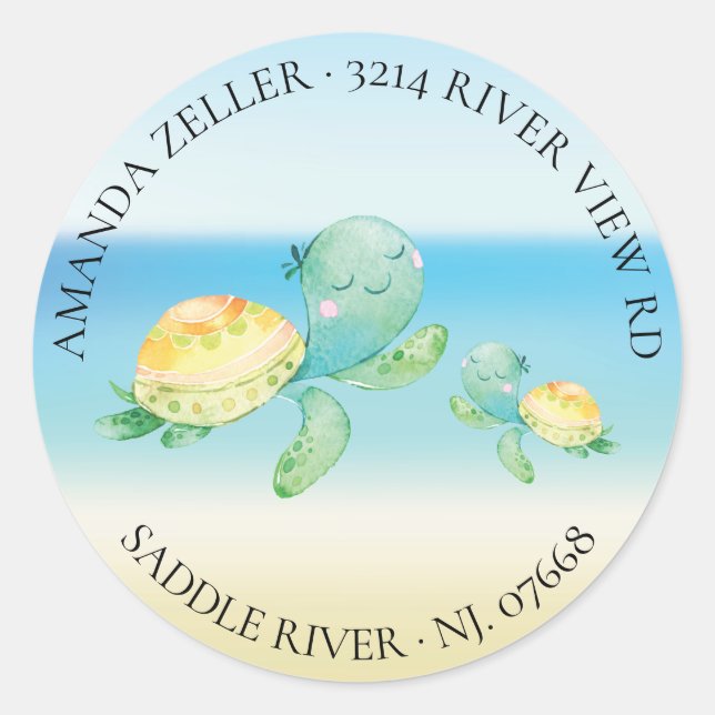 Sea Turtle Baby Shower Return Address Label (Front)