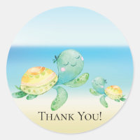 Sea Turtle Baby Shower Thank You Favour Sticker