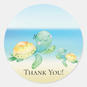 Sea Turtle Baby Shower Thank You Favour Sticker