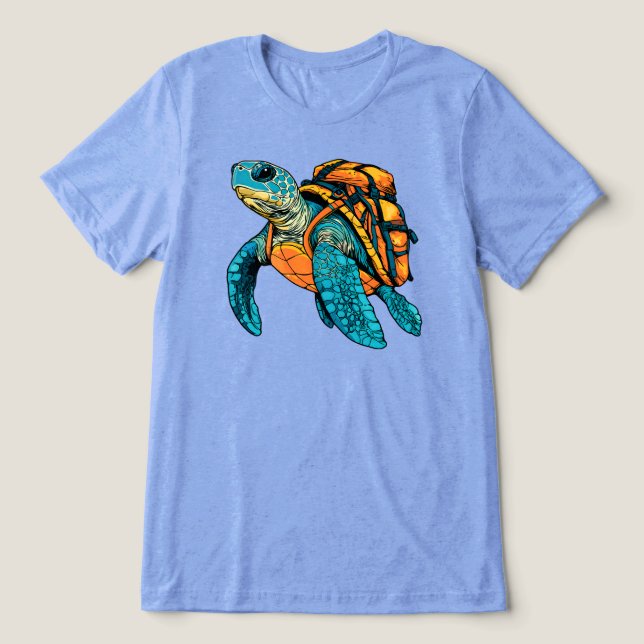 Sea Turtle Backpacker Tri-Blend Shirt (Design Front)