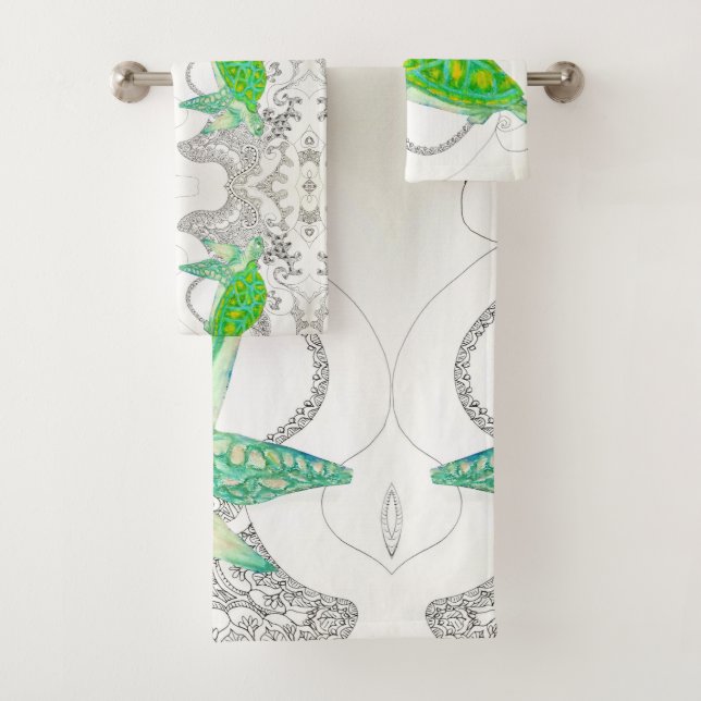 sea turtle bath towel set (Insitu)