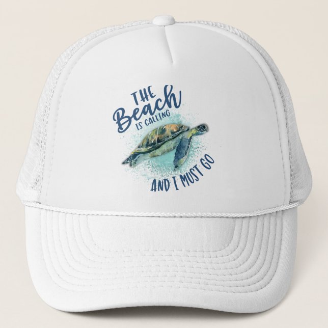 sea turtle beach calling trucker hat (Front)