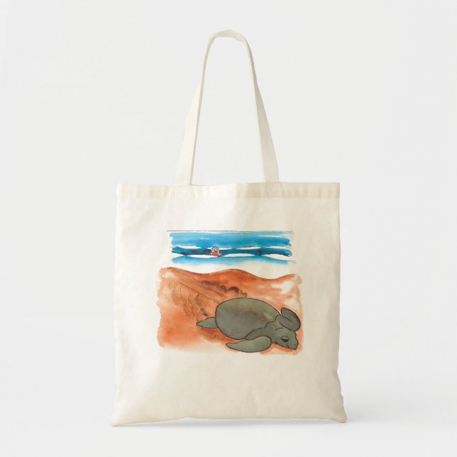 Sea Turtle Beach Fun Colourful Tote Bag (Front)