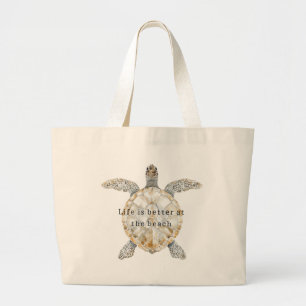 Sea Turtle Beach Large Tote Bag