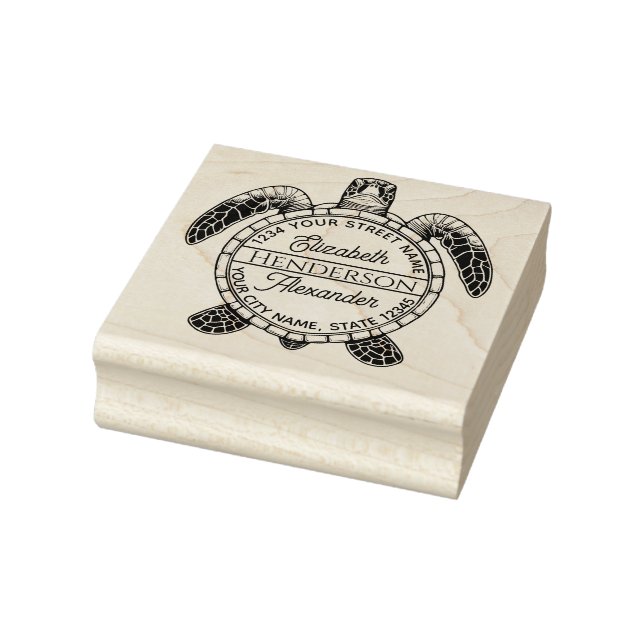Sea Turtle Belly View Name Return Address Rubber Stamp (Stamp)