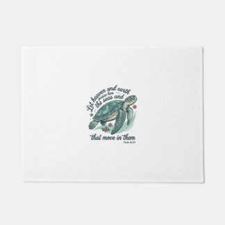 Sea Turtle Bible Verse Vintage Engraving Design_1 Doormat