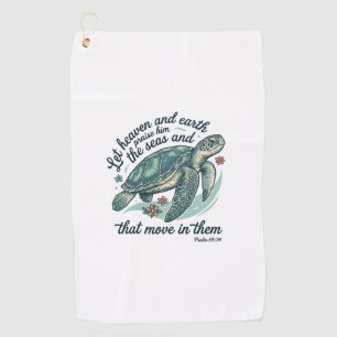 Sea Turtle Bible Verse Vintage Engraving Design_1 Golf Towel