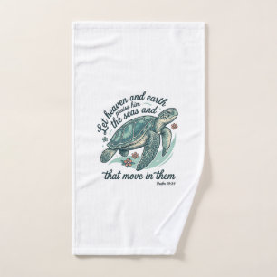 Sea Turtle Bible Verse Vintage Engraving Design_1 Hand Towel