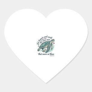 Sea Turtle Bible Verse Vintage Engraving Design_1 Heart Sticker
