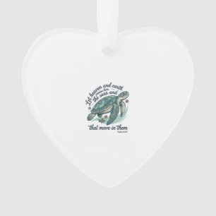 Sea Turtle Bible Verse Vintage Engraving Design_1 Ornament