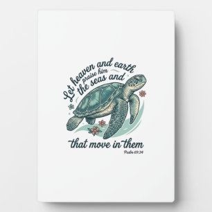 Sea Turtle Bible Verse Vintage Engraving Design_1 Plaque