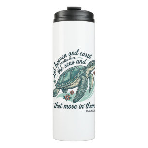 Sea Turtle Bible Verse Vintage Engraving Design_1 Thermal Tumbler