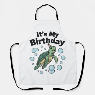 Sea Turtle Birthday Shirt Design_1 Apron