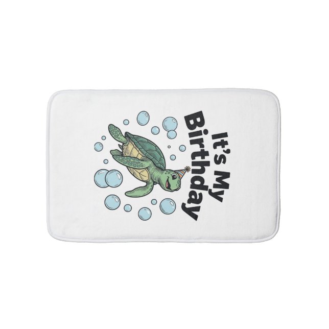 Sea Turtle Birthday Shirt Design_1 Bath Mat (Front)