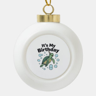 Sea Turtle Birthday Shirt Design_1 Ceramic Ball Christmas Ornament