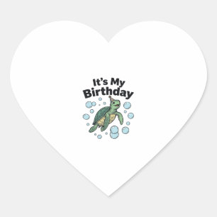 Sea Turtle Birthday Shirt Design_1 Heart Sticker