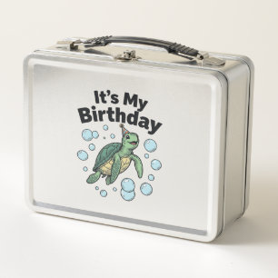 Sea Turtle Birthday Shirt Design_1 Metal Lunch Box