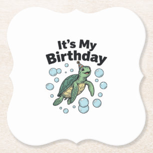 Sea Turtle Birthday Shirt Design_1 Paper Coaster
