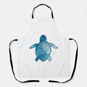 Sea Turtle blue watercolor Apron
