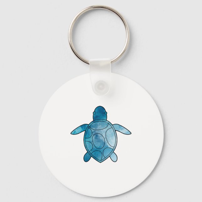 Sea Turtle blue watercolor Key Ring (Front)