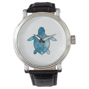 Sea Turtle blue watercolor Watch