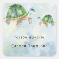 Sea Turtle - bookplate, books for baby