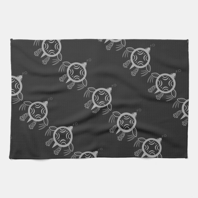 Sea Turtle Bubbles Tea Towel (Horizontal)