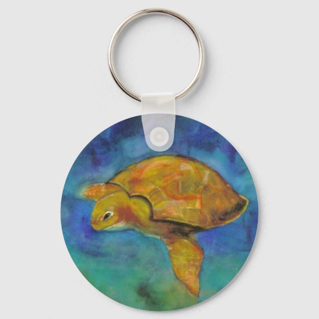 Sea Turtle by Paula Atwell Key Ring (Front)