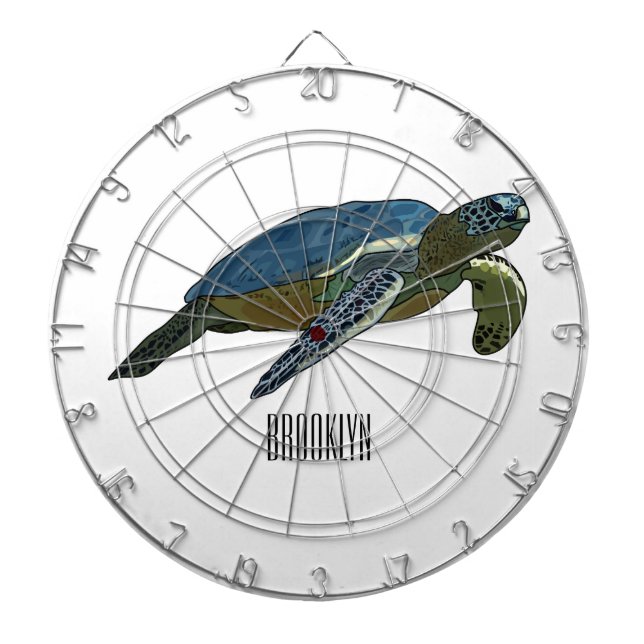 Sea turtle cartoon illustration dartboard (Front)