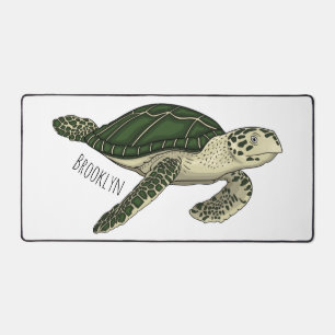 Sea turtle cartoon illustration desk mat