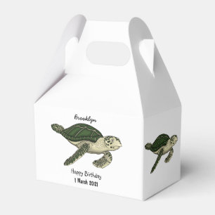 Sea turtle cartoon illustration favour box