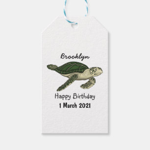 Sea turtle cartoon illustration  gift tags