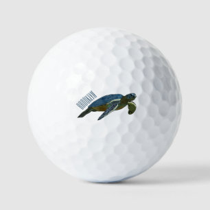 Sea turtle cartoon illustration golf balls