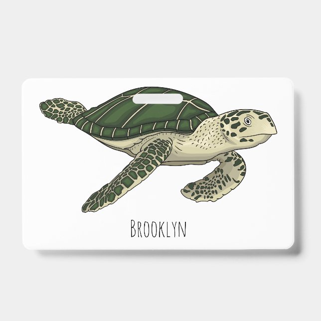Sea turtle cartoon illustration  ID badge (Front)