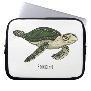 Sea turtle cartoon illustration laptop sleeve